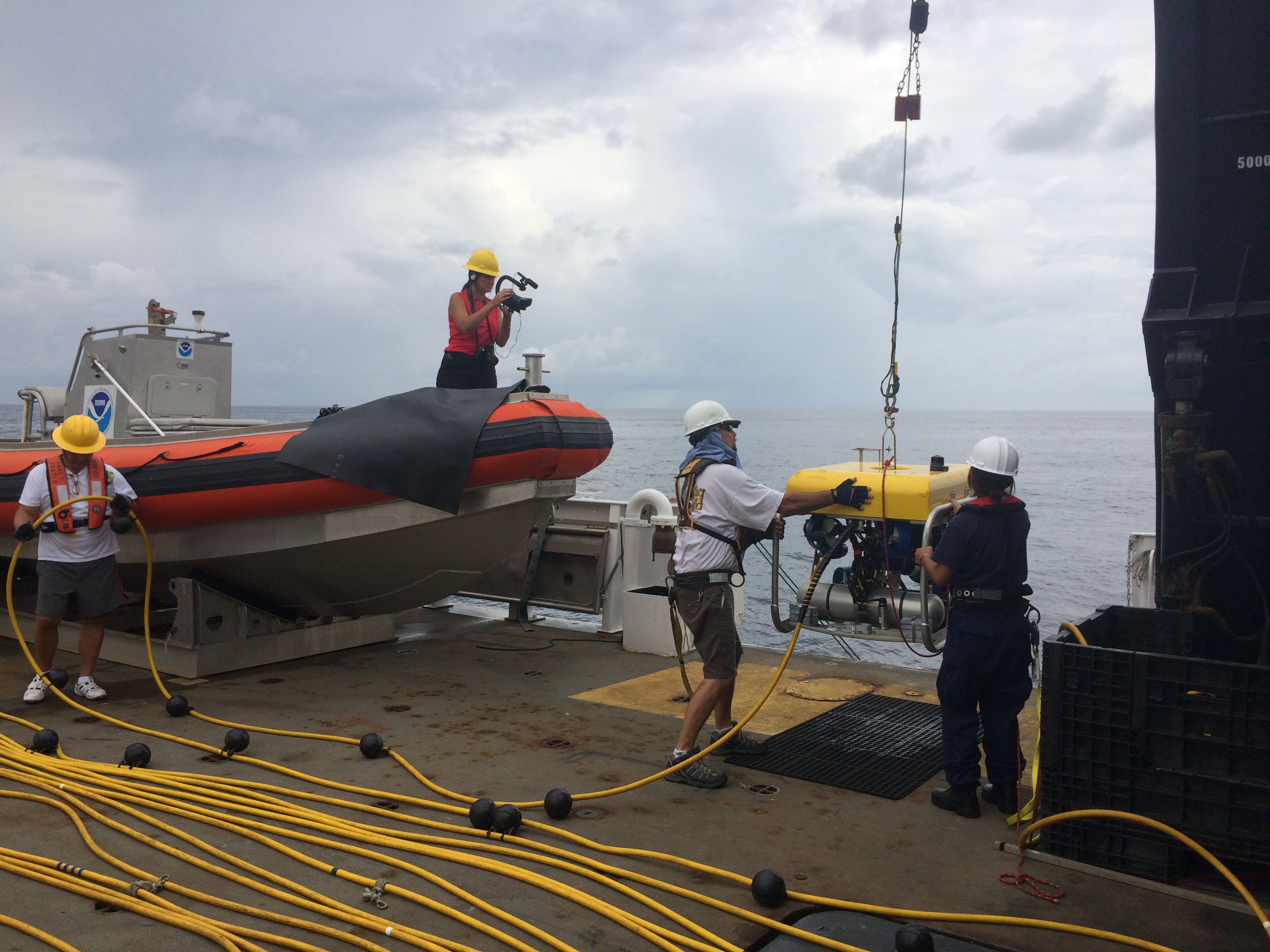 ROV being lowered – NOAA Teacher at Sea Blog